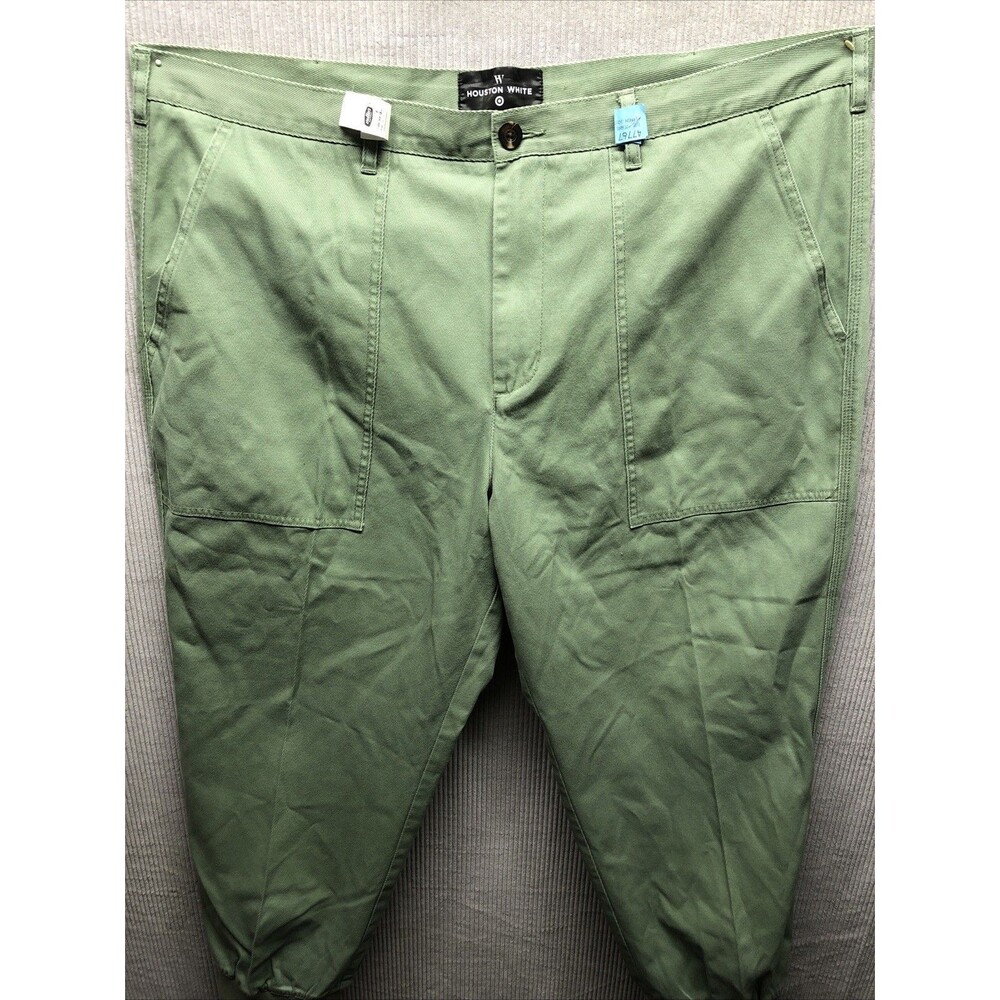 Houston White Pants Size 2XL Green Pockets Jogger Ankle Slash Deep Pockets